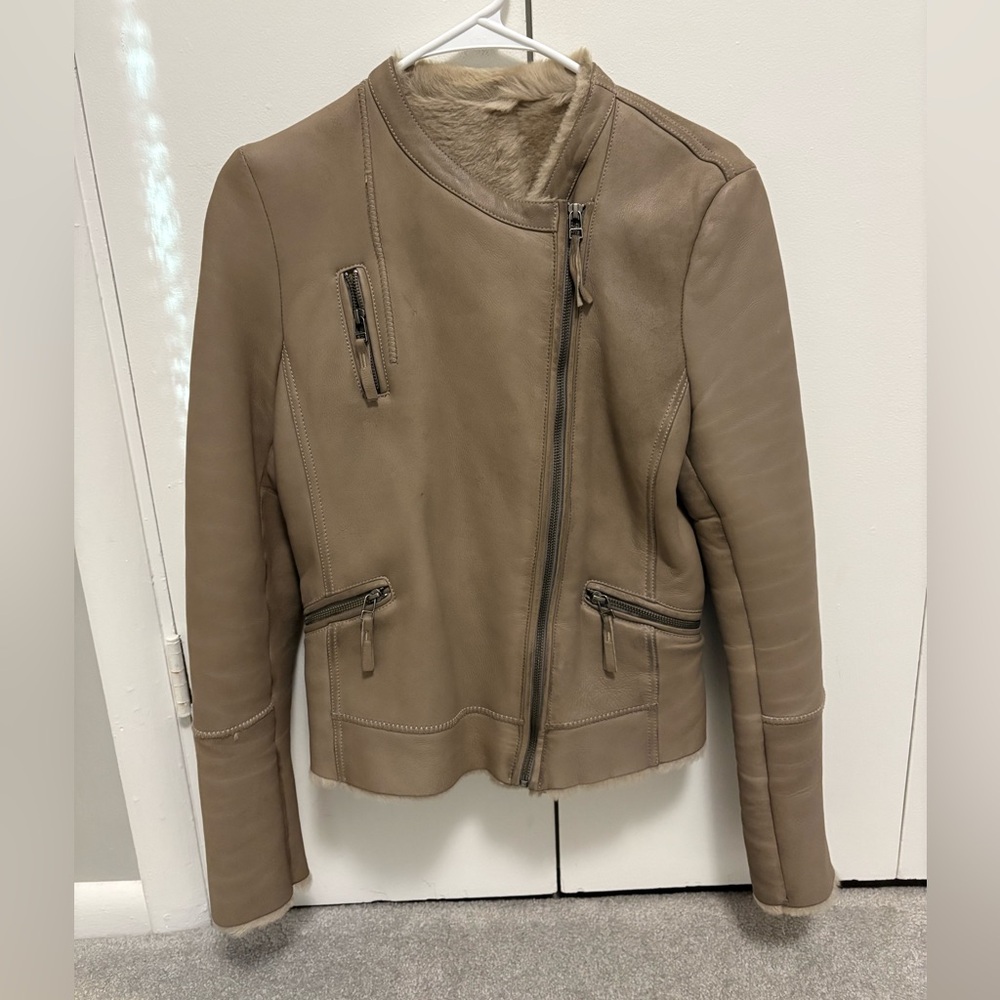 Reiss Tan Leather Jacket